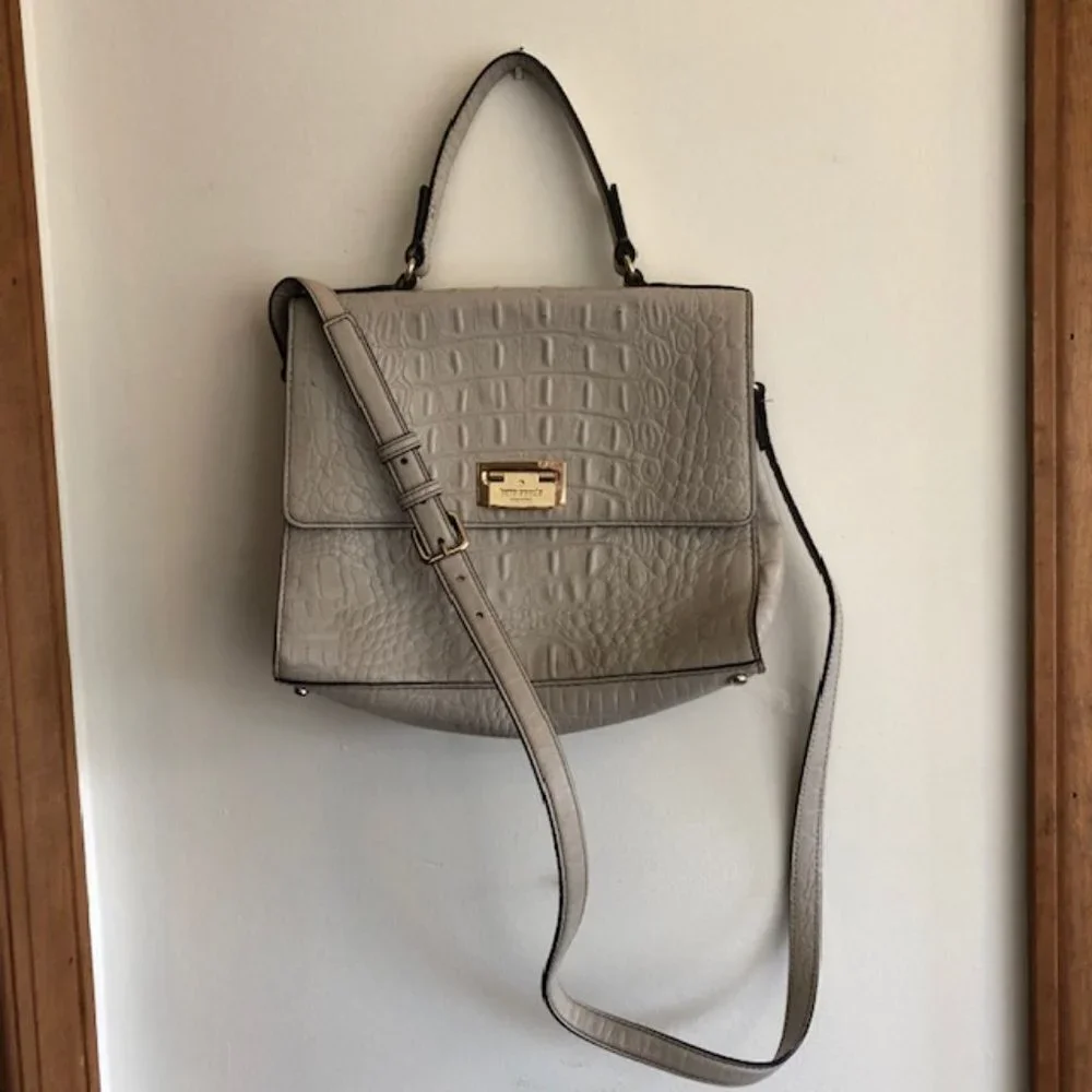 KATE SPADE Doris Orchard Valley Grey Leather Satchel/Shoulder Bag